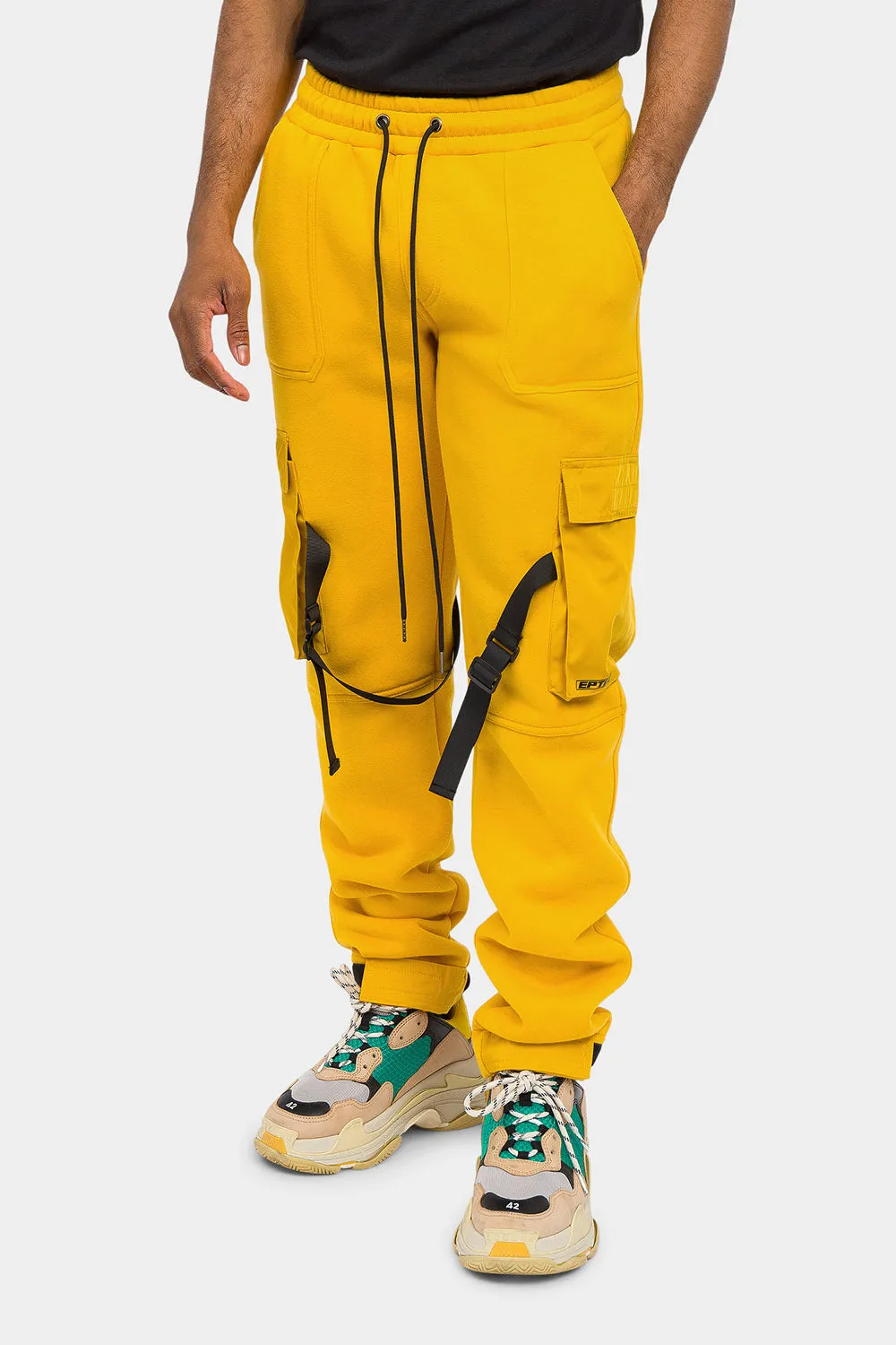 Adjustable Buckle Strap Cargo Sweatpants