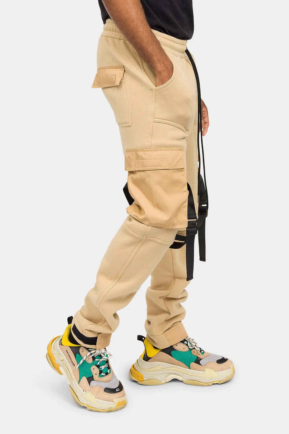 Adjustable Buckle Strap Cargo Sweatpants