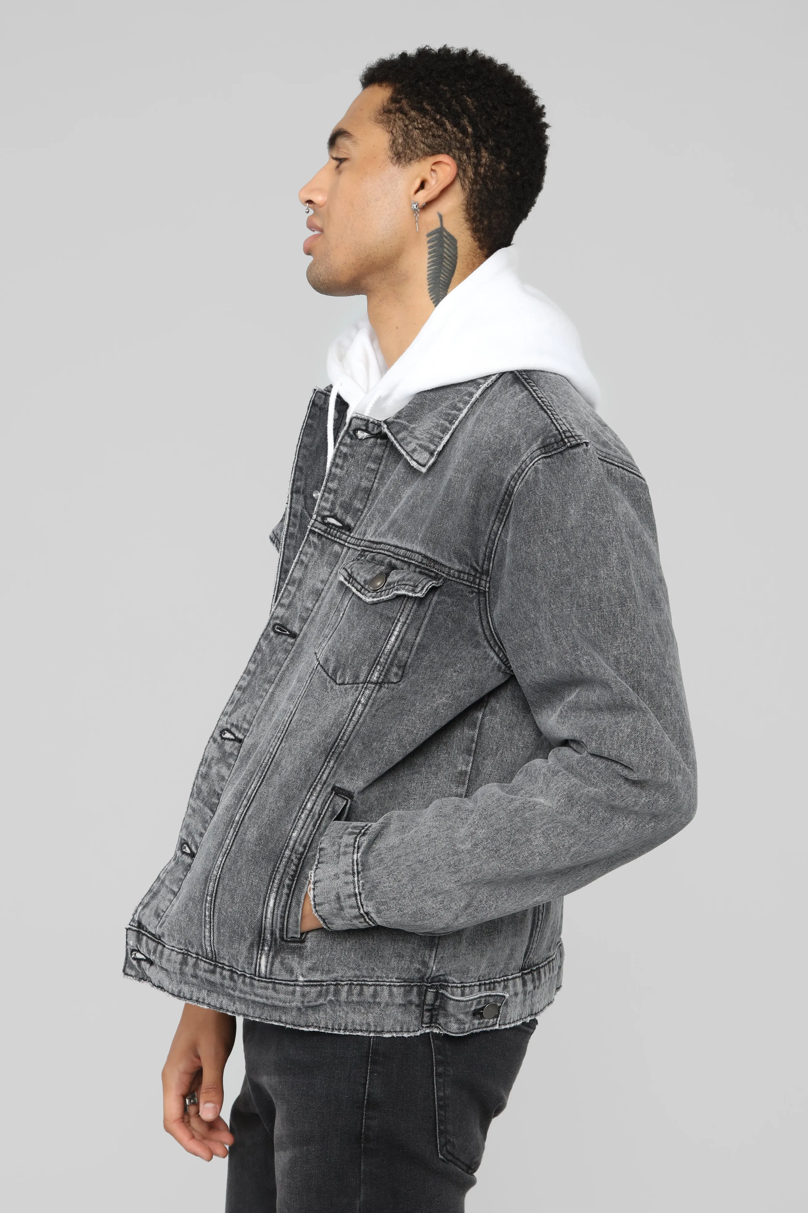 Ash Scribble Denim Jacket - Black