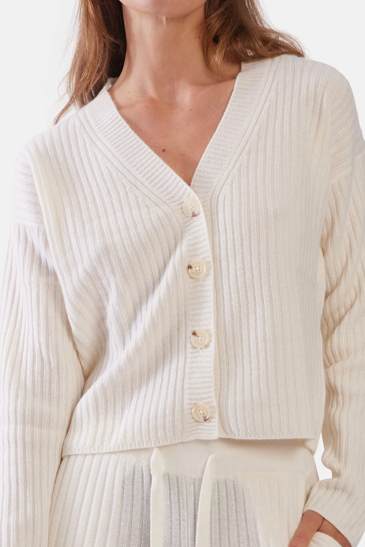 Beatrice Ribbed Cardigan Eggshell