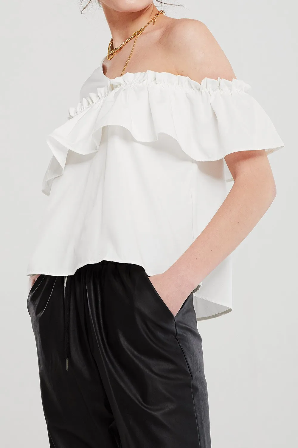 Bella Cold Shoulder Ruffled Top