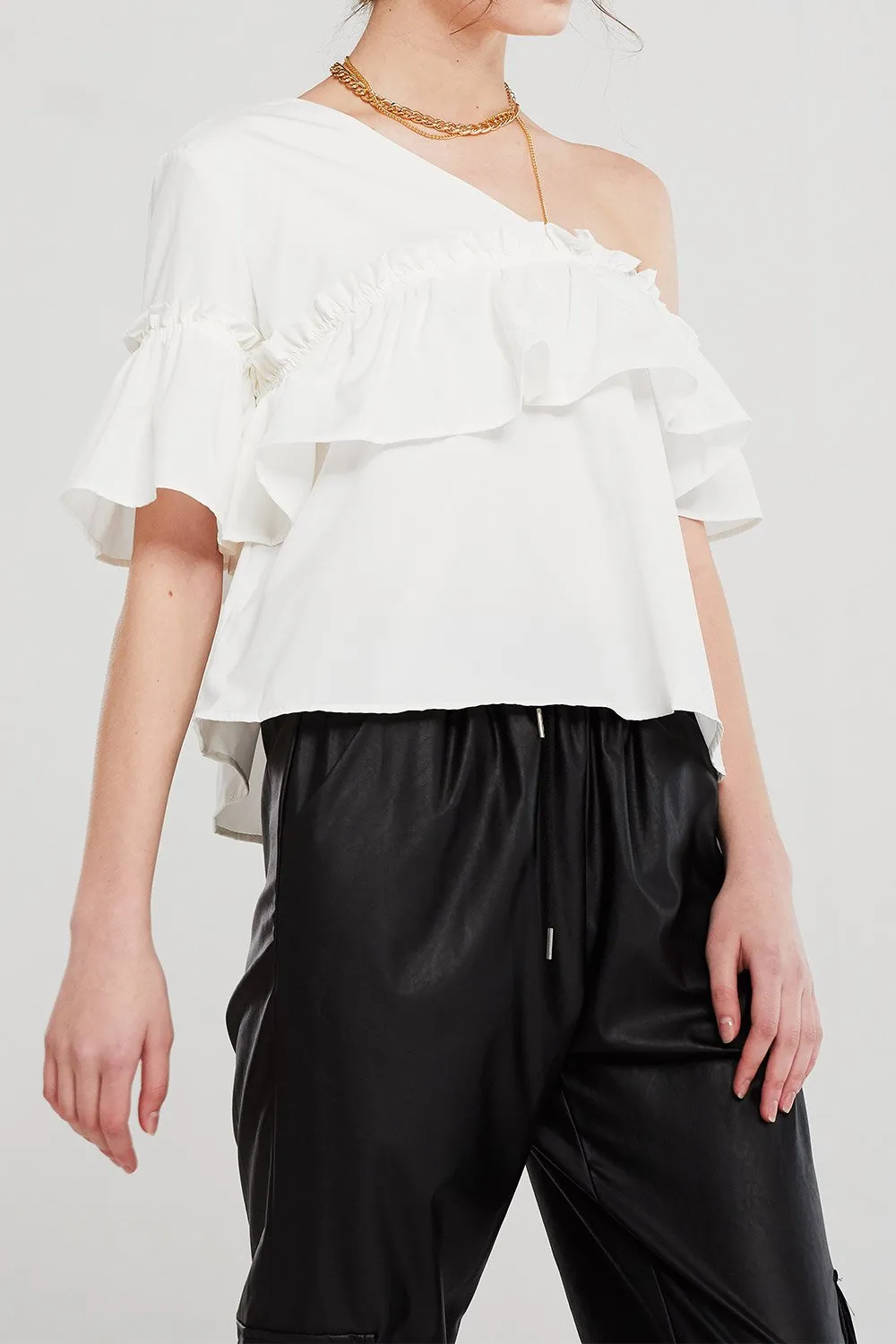 Bella Cold Shoulder Ruffled Top