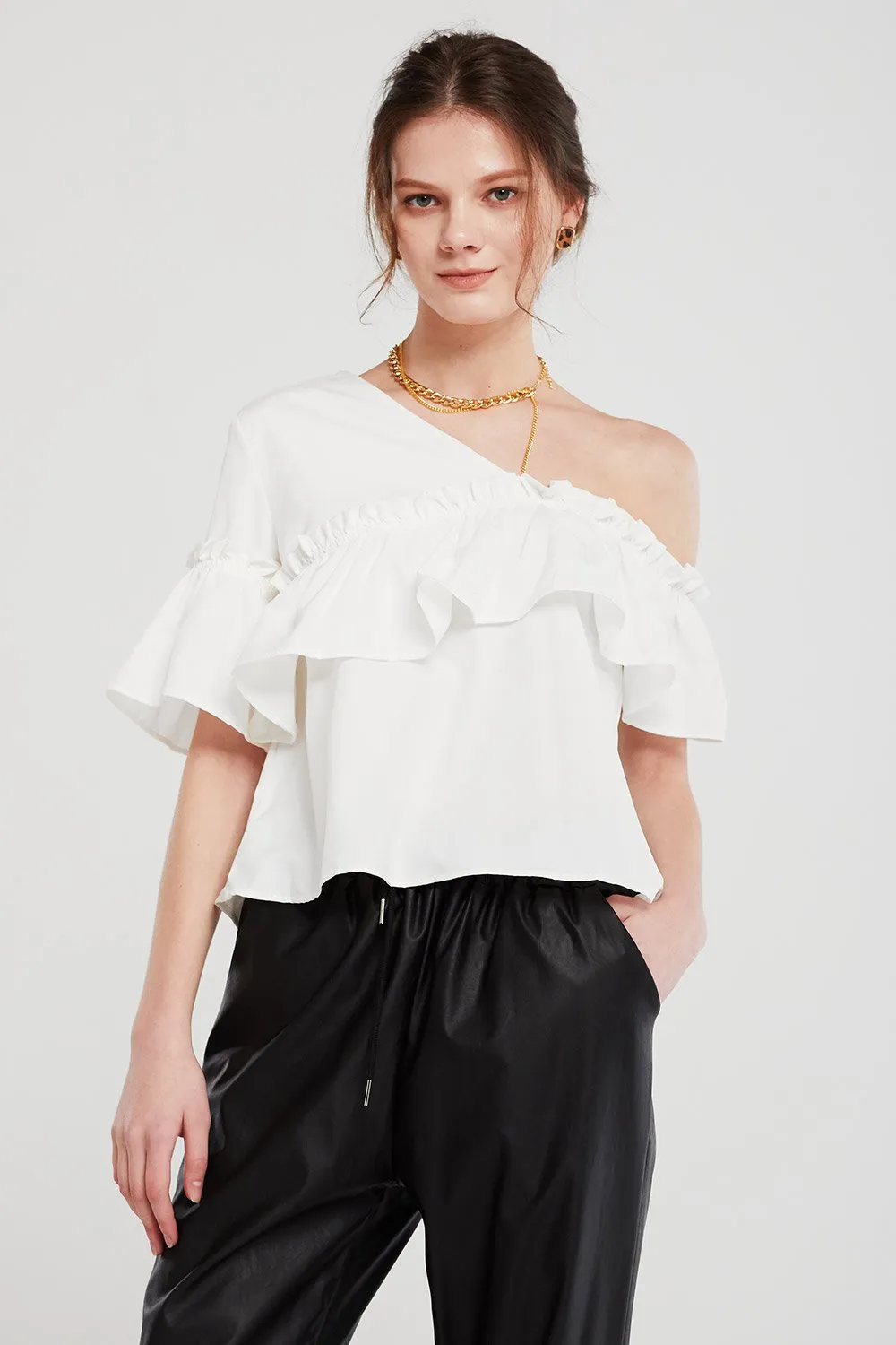 Bella Cold Shoulder Ruffled Top