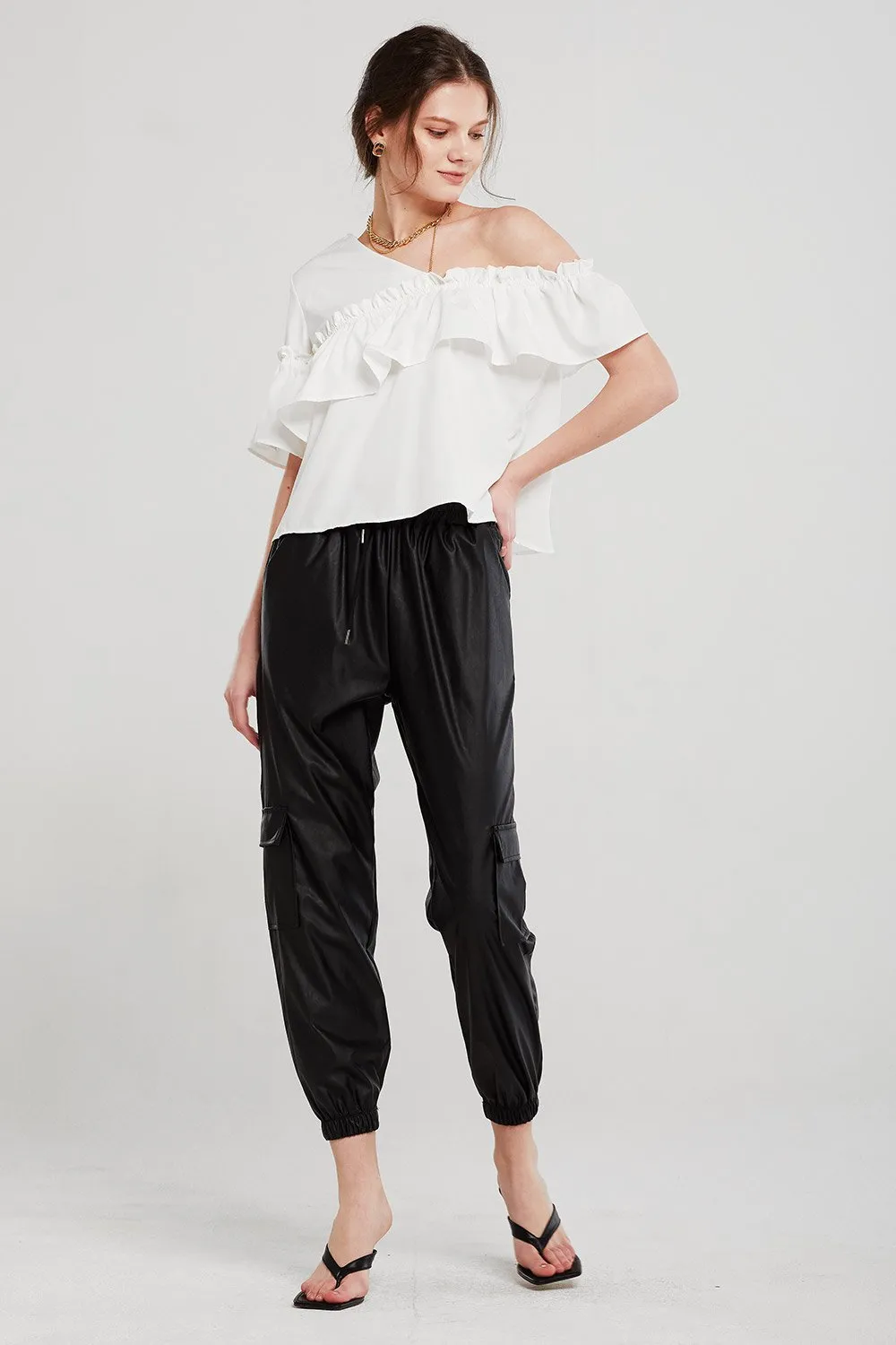 Bella Cold Shoulder Ruffled Top