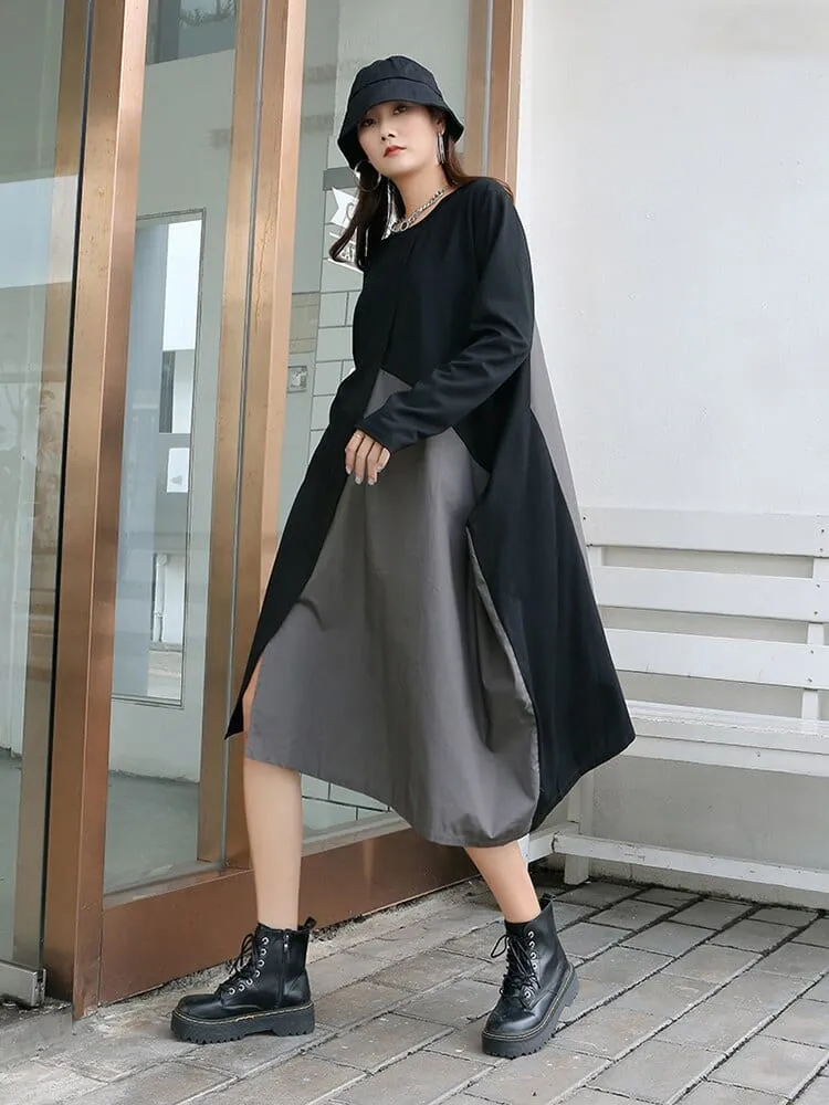 Black and Grey Oversized T-Shirt Dress