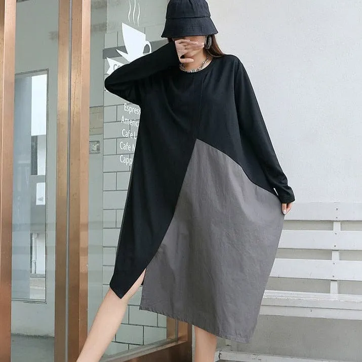 Black and Grey Oversized T-Shirt Dress