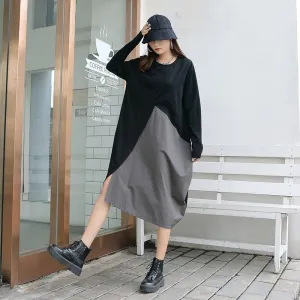 Black and Grey Oversized T-Shirt Dress