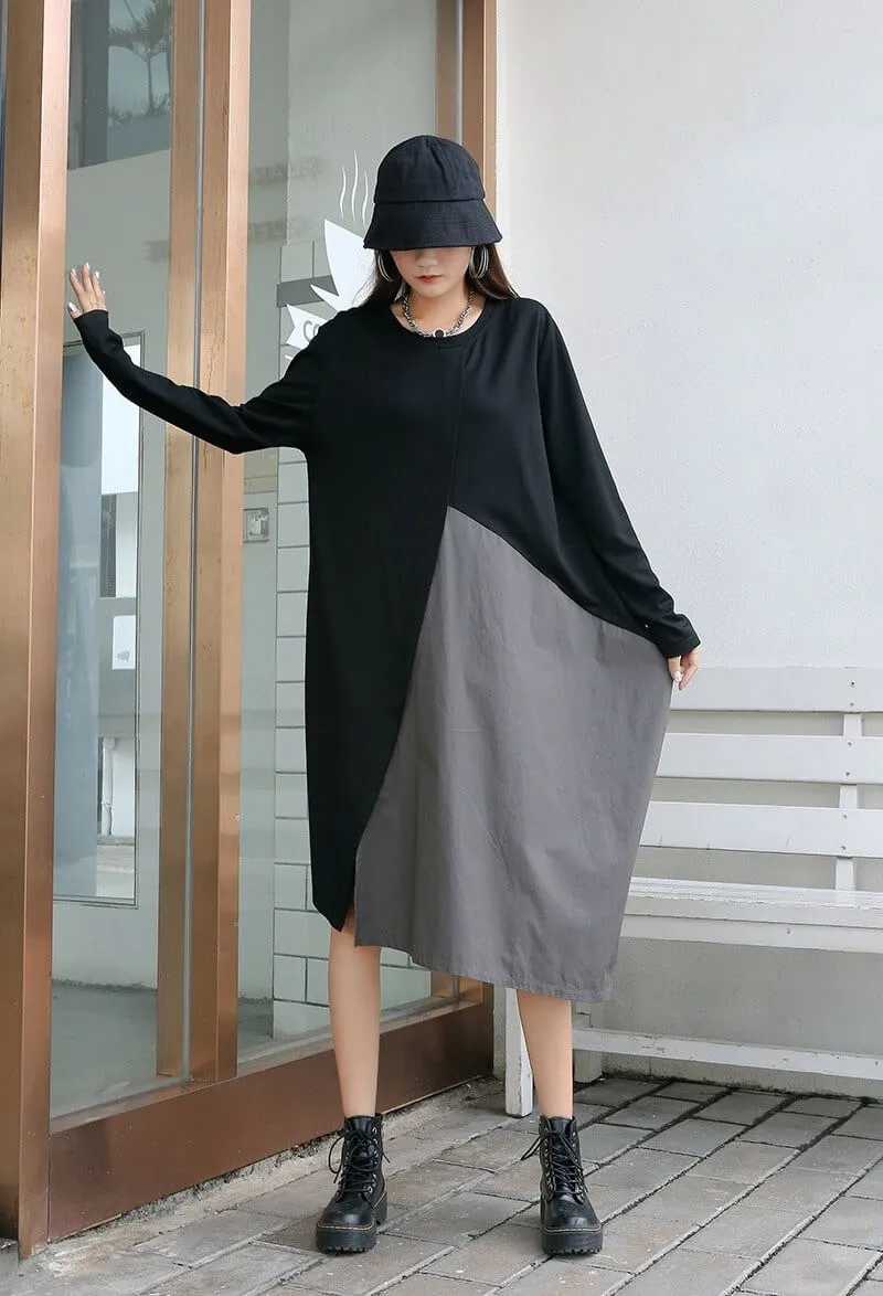 Black and Grey Oversized T-Shirt Dress