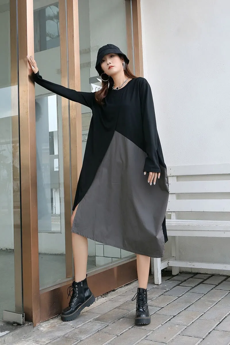 Black and Grey Oversized T-Shirt Dress