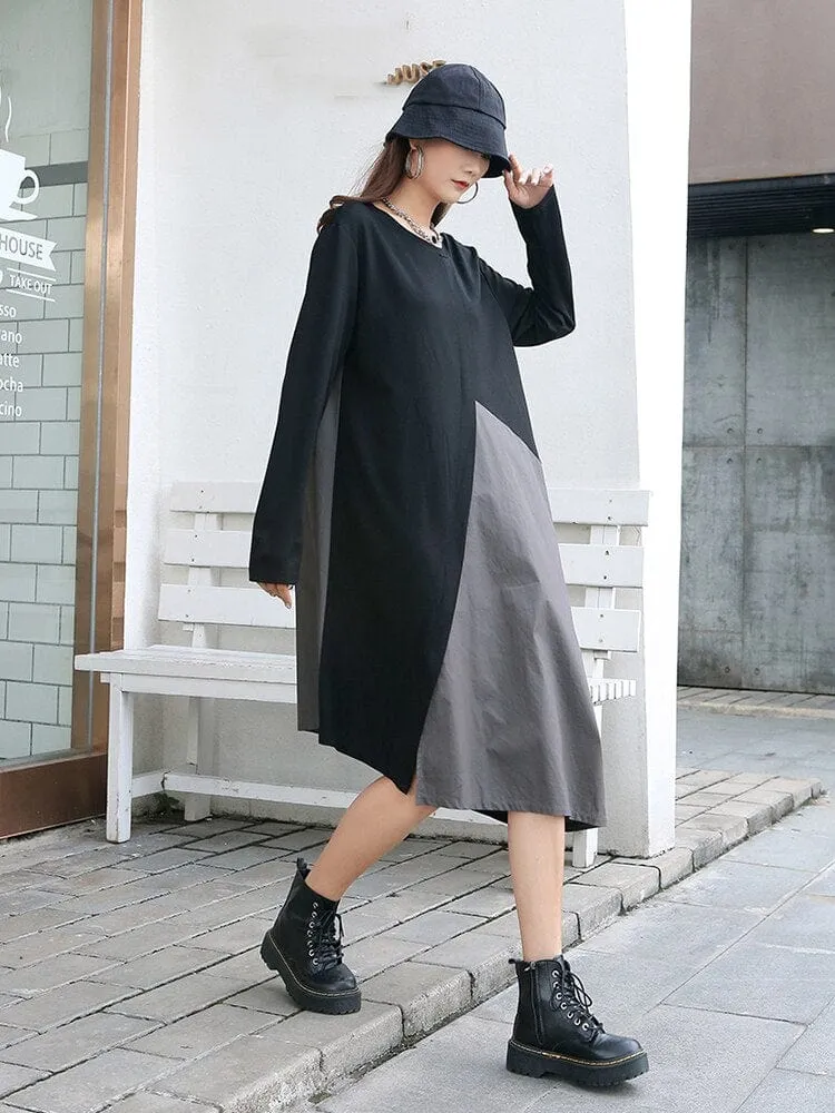 Black and Grey Oversized T-Shirt Dress