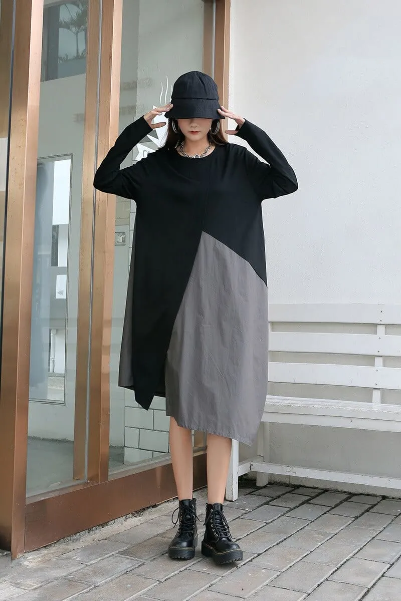 Black and Grey Oversized T-Shirt Dress