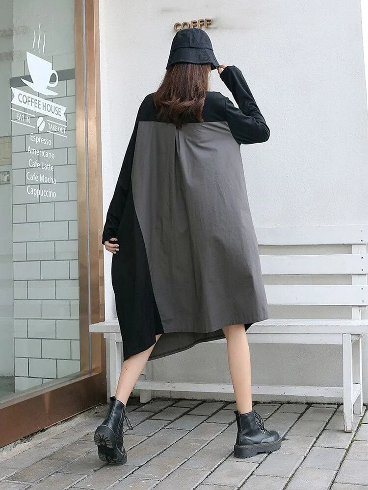 Black and Grey Oversized T-Shirt Dress