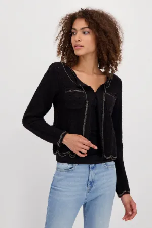 Cardigan Jacket with Chains 807524MNR in Black by Monari