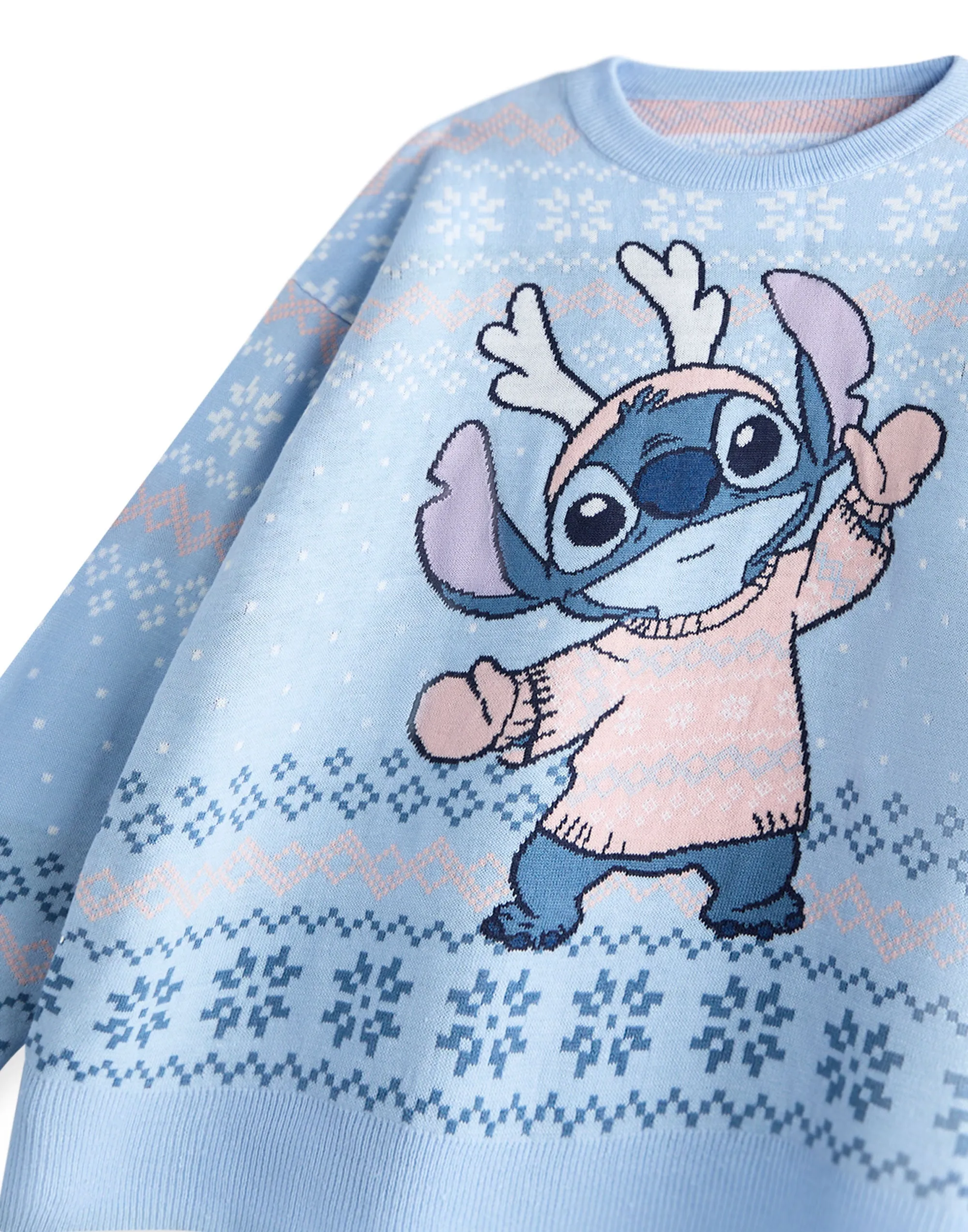 Disney Stitch Womens Blue Christmas Jumper