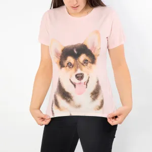 Dog Face Ladies Pink T-Shirt