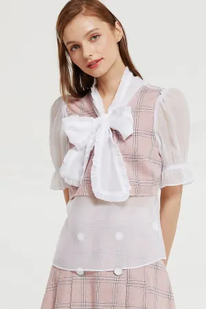 Elisa Sheer Ribbon Tie Blouse