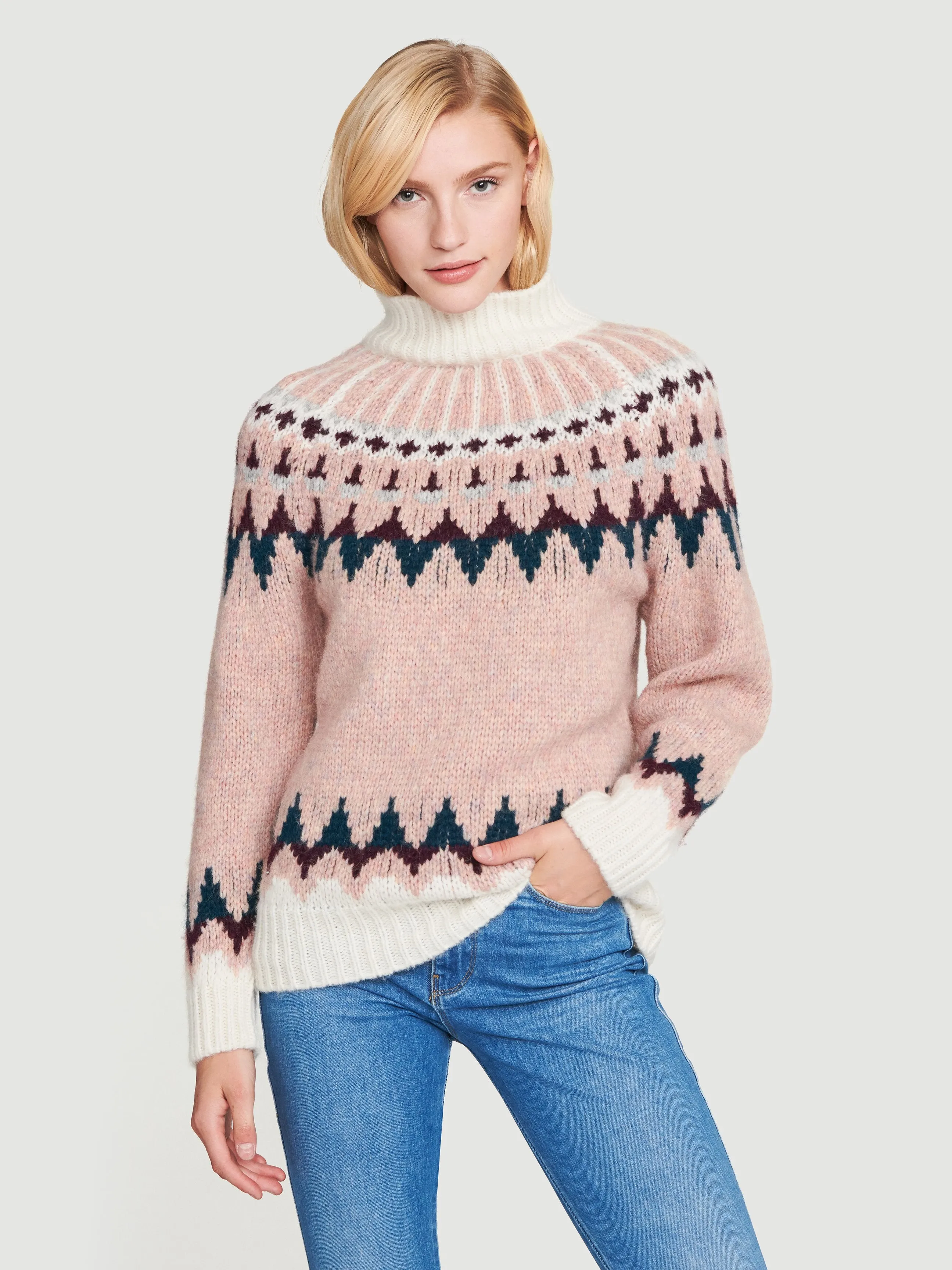 Fair Isle Turtleneck -- Washed Nude Multi