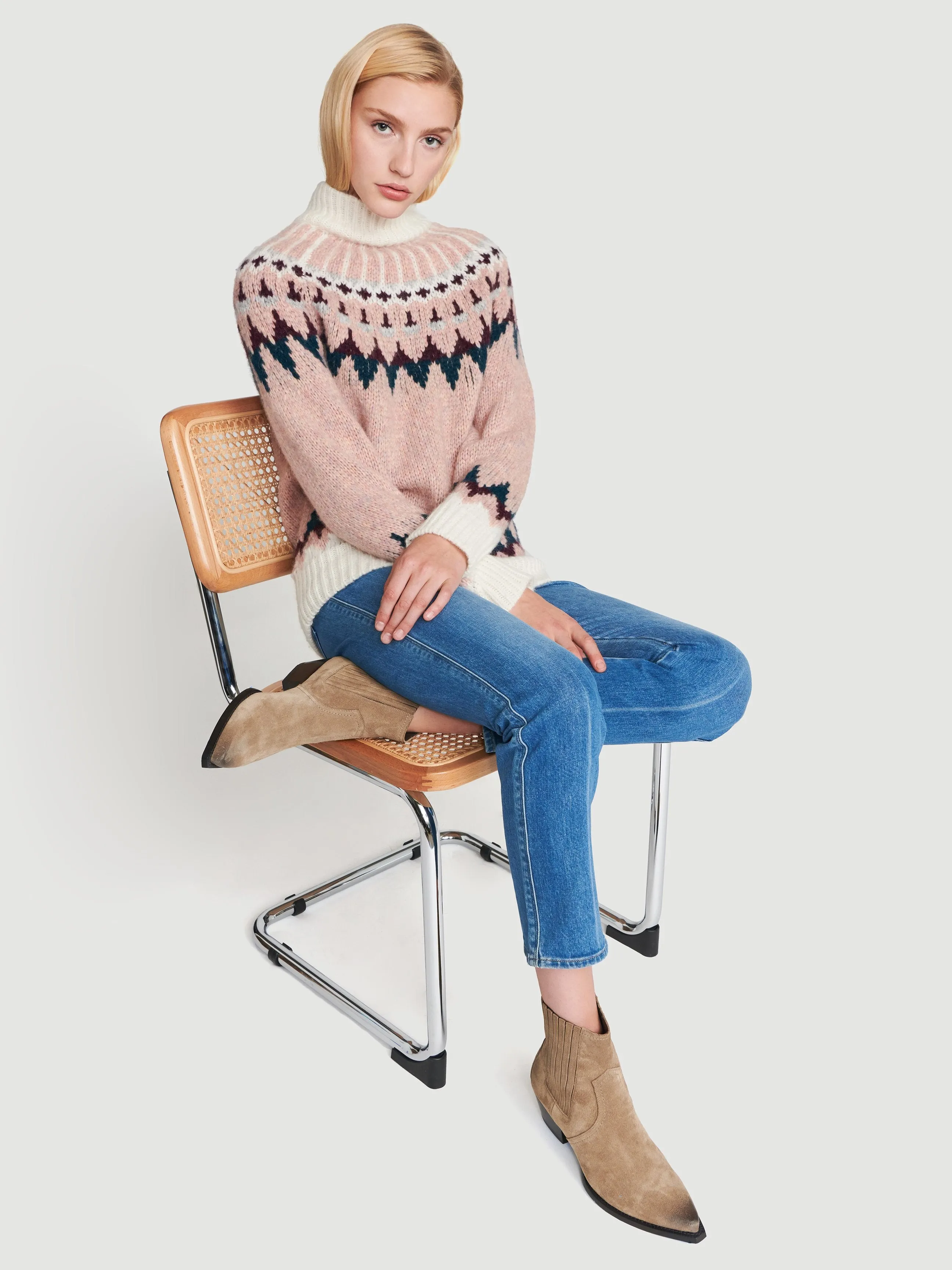 Fair Isle Turtleneck -- Washed Nude Multi