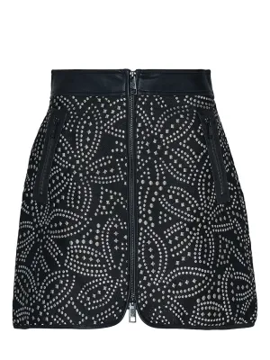 Faux Stud Jacquard Skirt