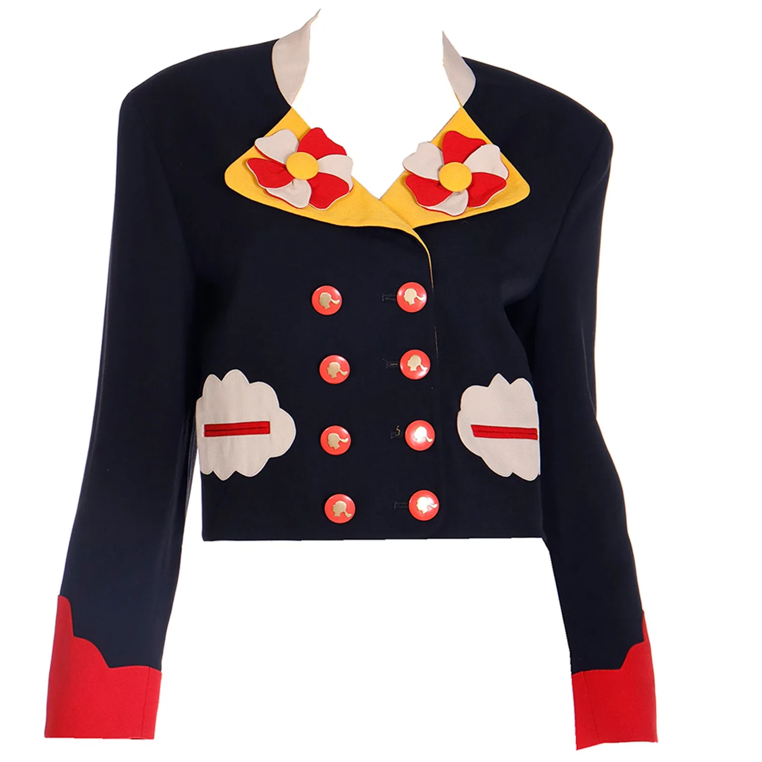 Franco Moschino Vintage Cartoon Inspired Jacket w Olive Oyl Buttons