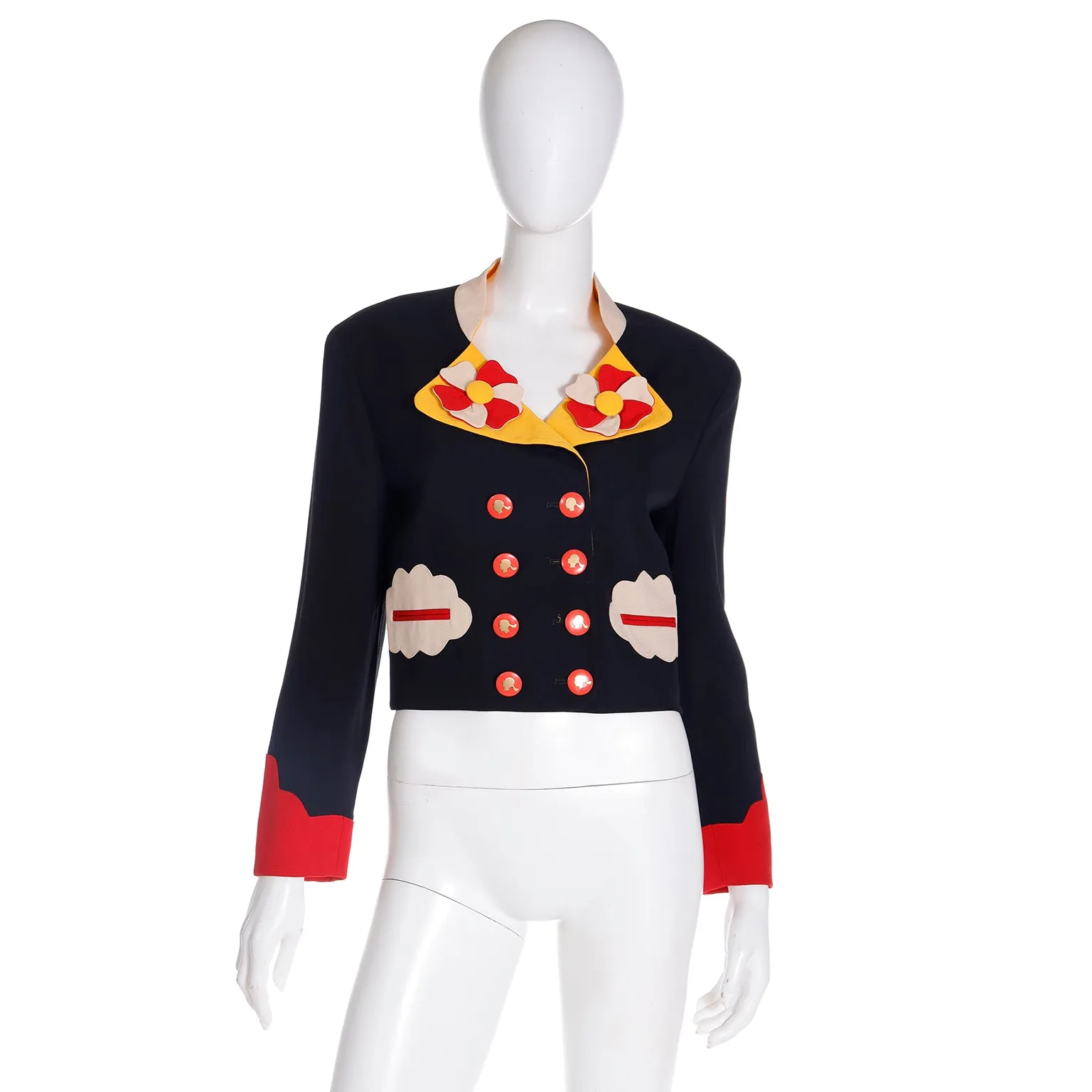 Franco Moschino Vintage Cartoon Inspired Jacket w Olive Oyl Buttons