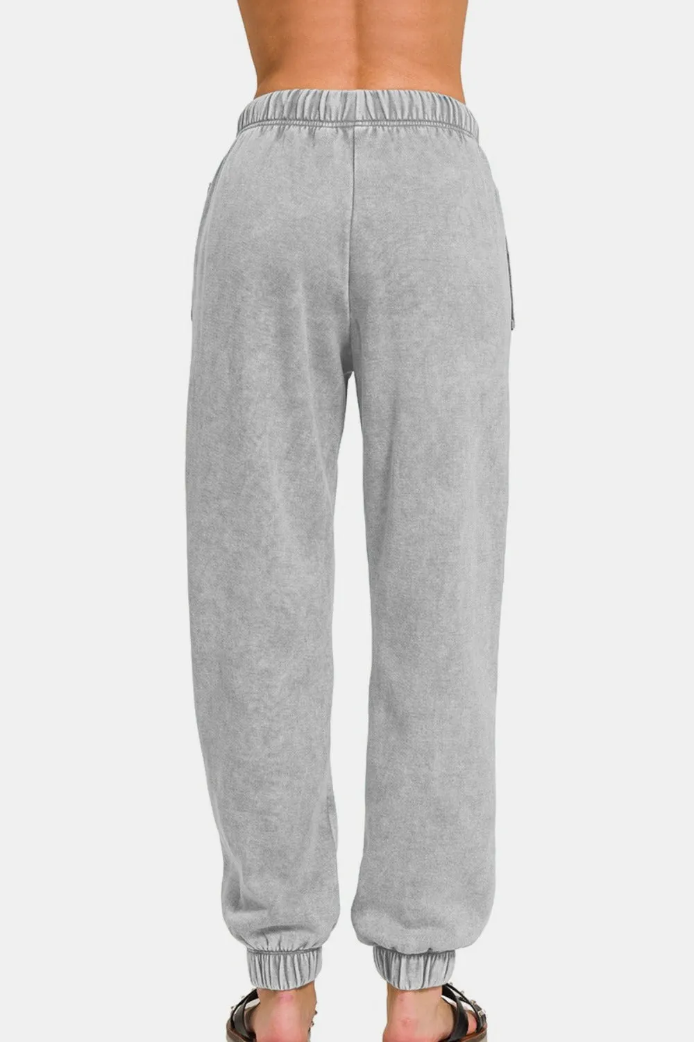 Full Size Acid Wash Fleece Drawstring Sweatpants with Pockets