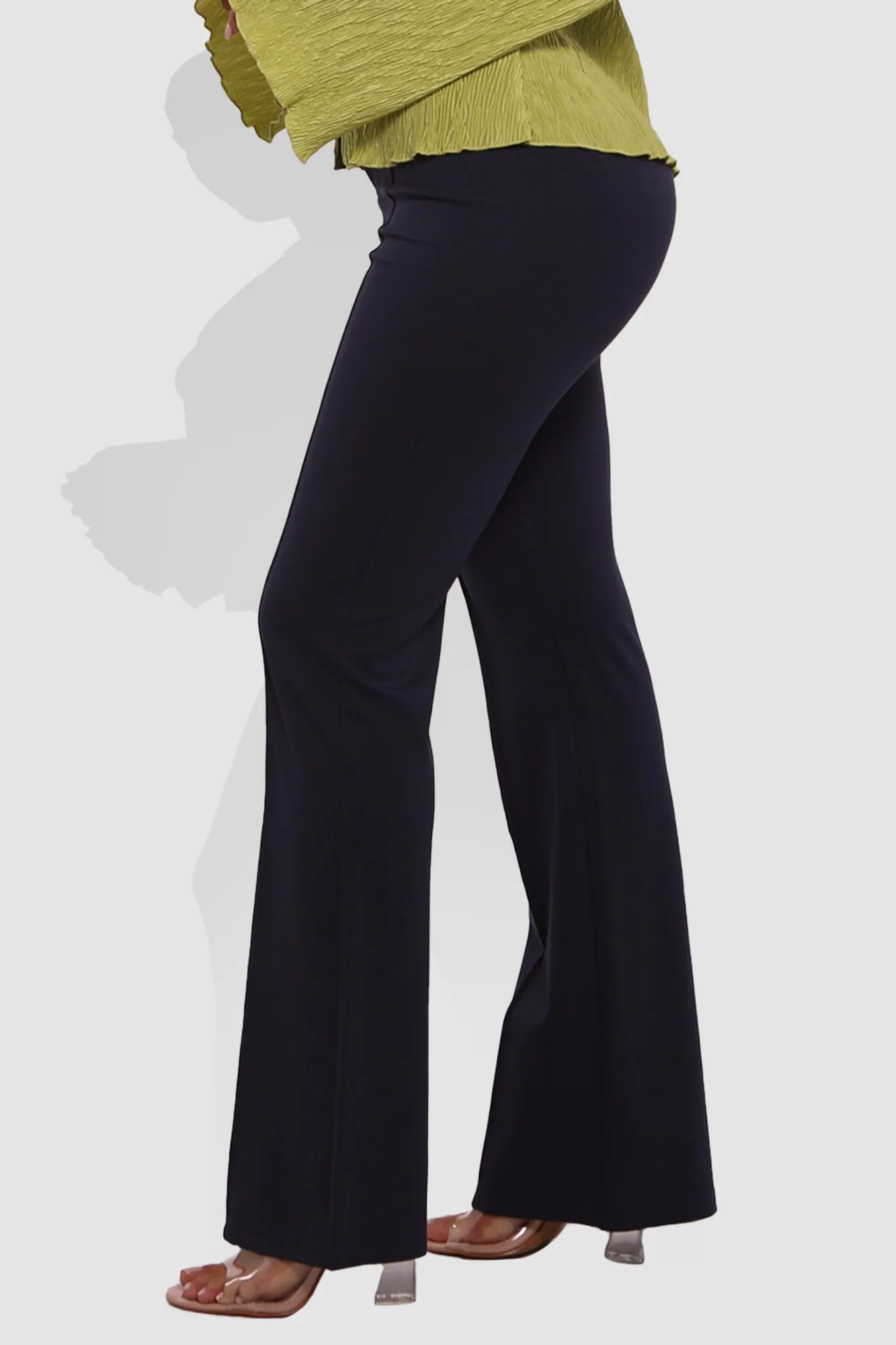 High Classic Waist Front Seam Flare Pants - Graphite