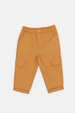 Infant Boys Brown Cargo Pull On Pants