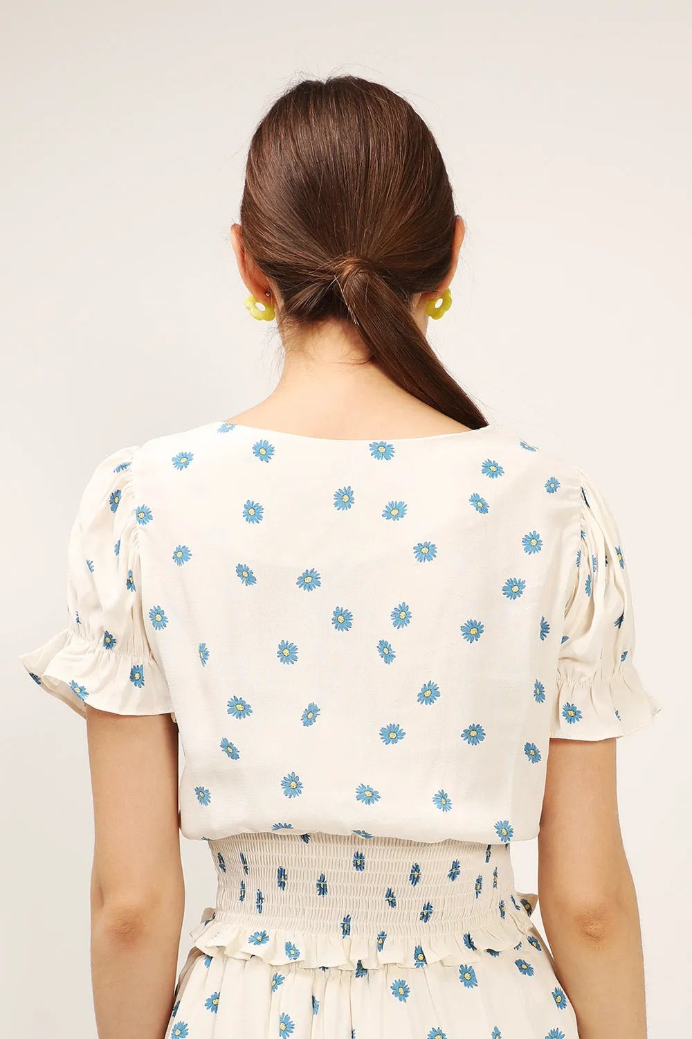 Kelly Daisy Printed Smocked Top