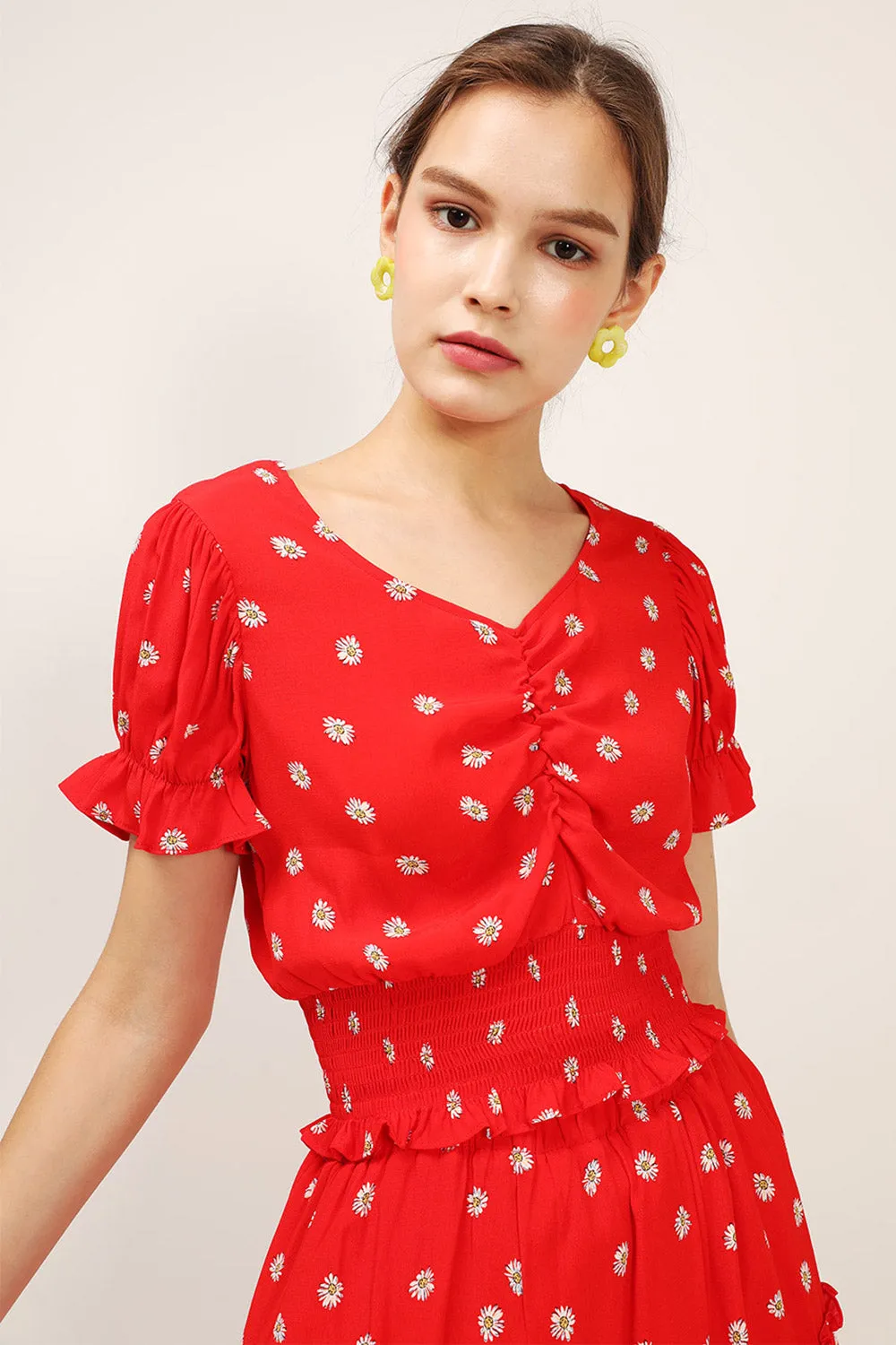 Kelly Daisy Printed Smocked Top