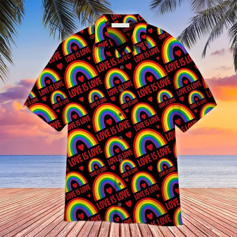 LGBT Aloha Hawaiian Shirts For Summer, Love Is Love Rainbow Colorful LGBT Hawaiian Shirts