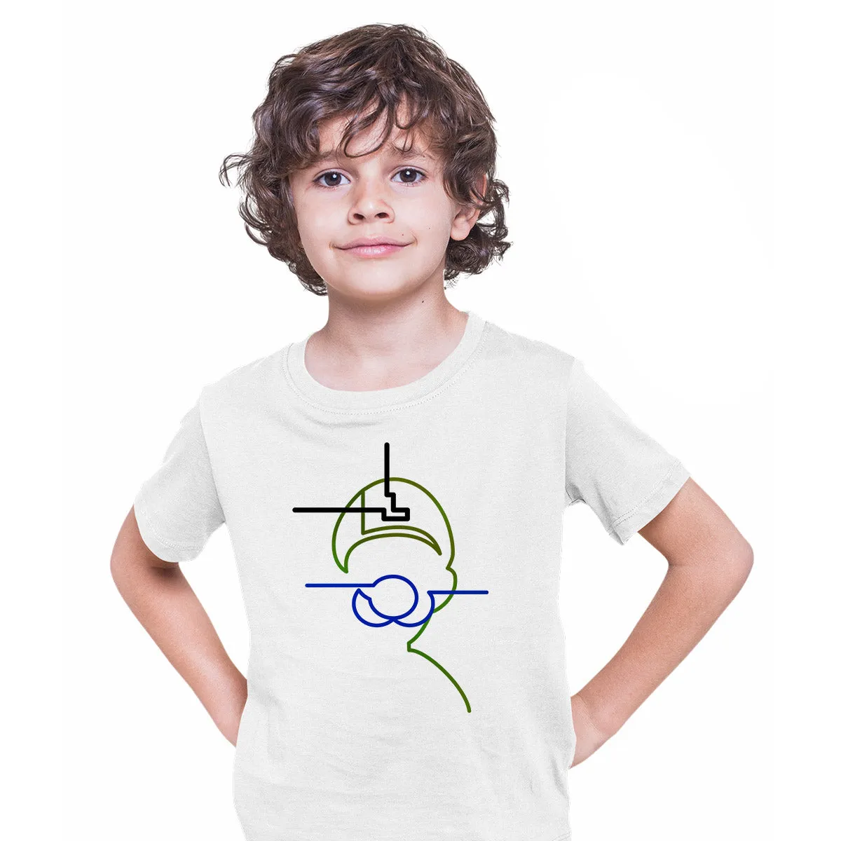 Luiggi One line drawing Mario Super T-Shirts for Kids OLD SKOOL