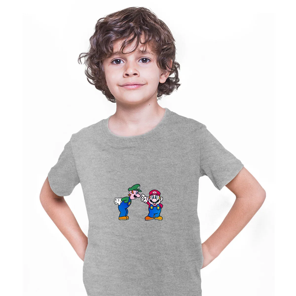 Luigi & Mario Super Mario Mens Retro T-Shirts for Kids OLD SKOOL Fast Delivery