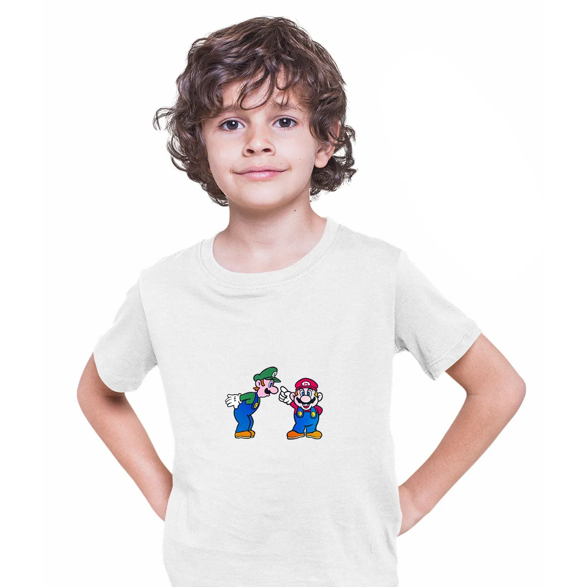 Luigi & Mario Super Mario Mens Retro T-Shirts for Kids OLD SKOOL Fast Delivery