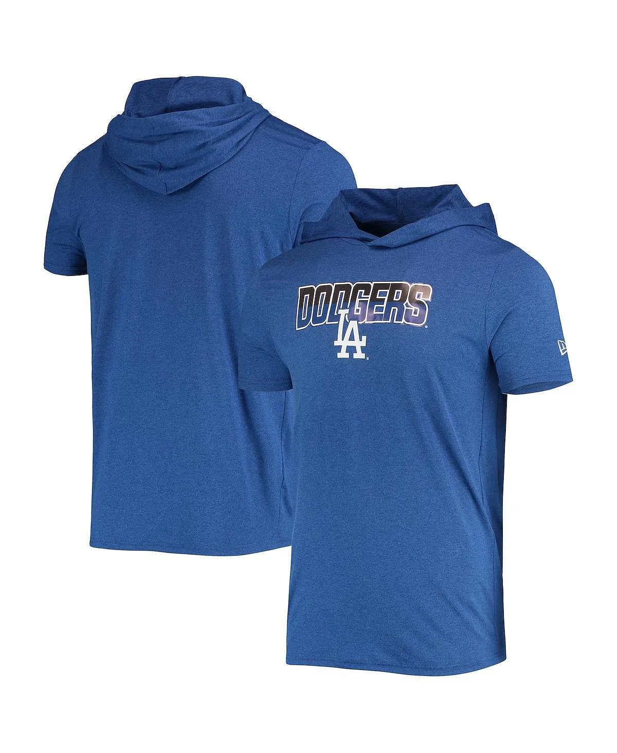 Men's Royal Los Angeles Dodgers New Era Heathered Hooded T-Shirt Multi