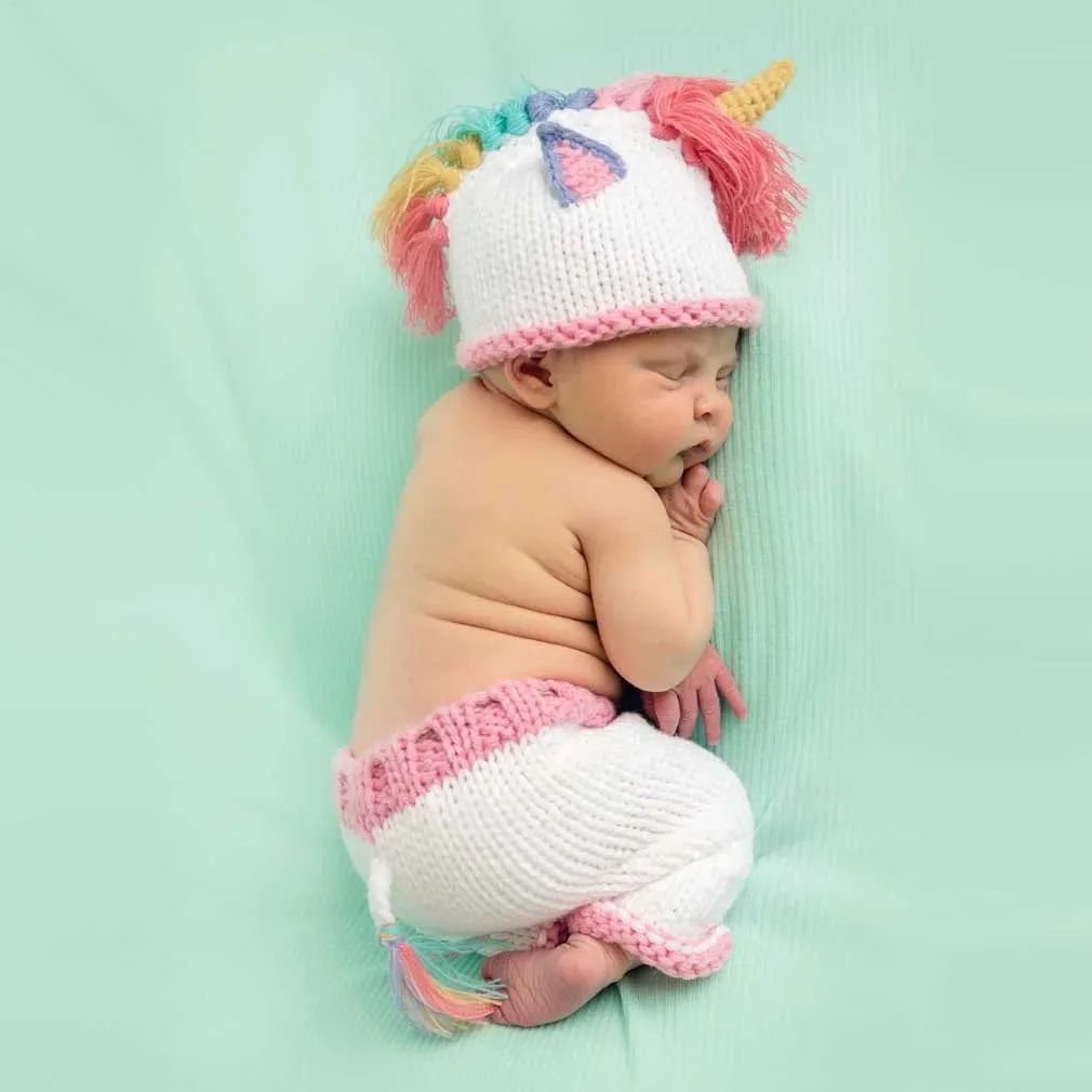 Newborn Unicorn Beanie Hat & Pants Set