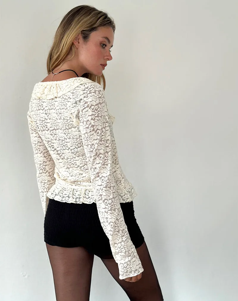 Noemi Cardigan in Rose Lace Ivory