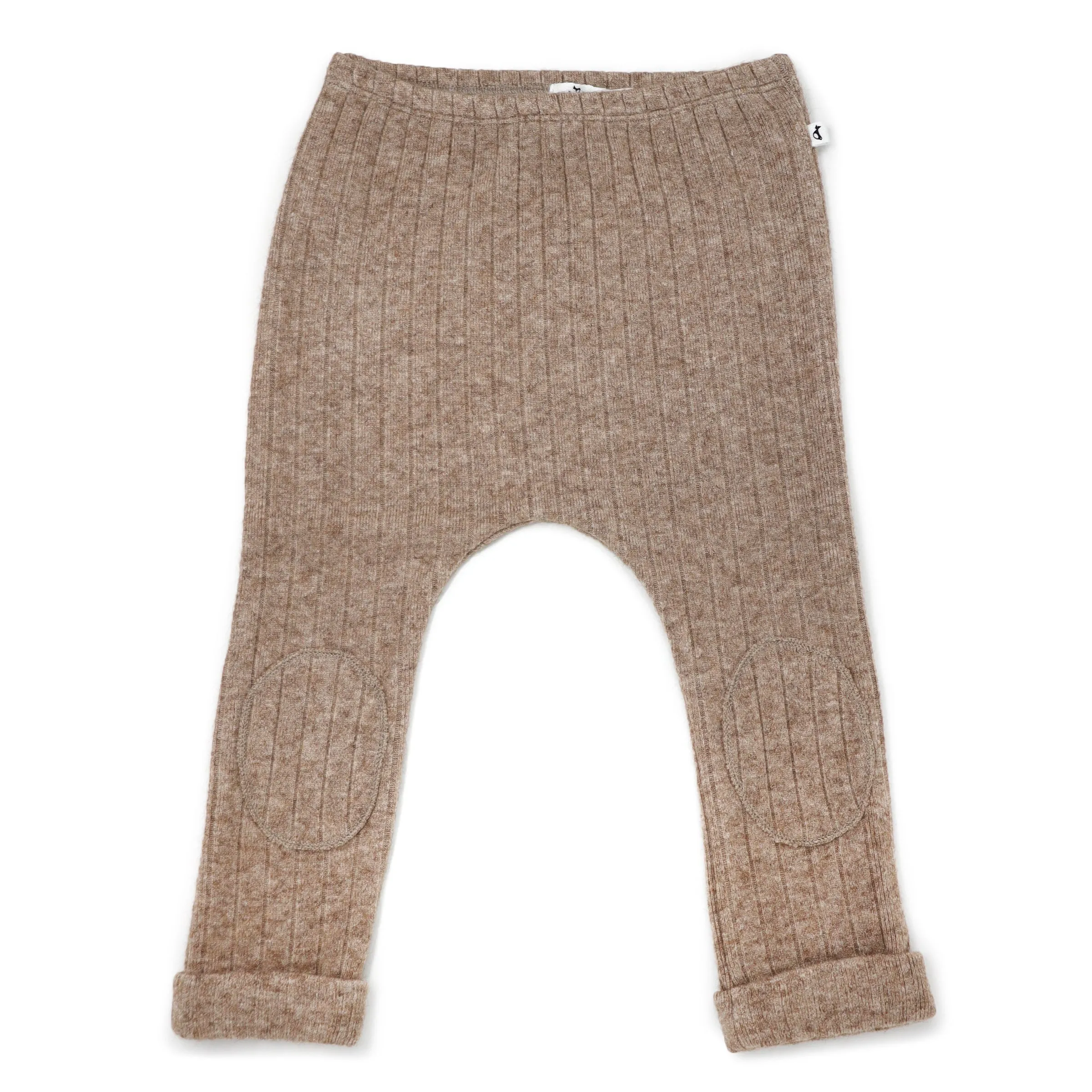 oh baby! Wide Rib Sweater Knit Patch Pant - Mushroom Heather