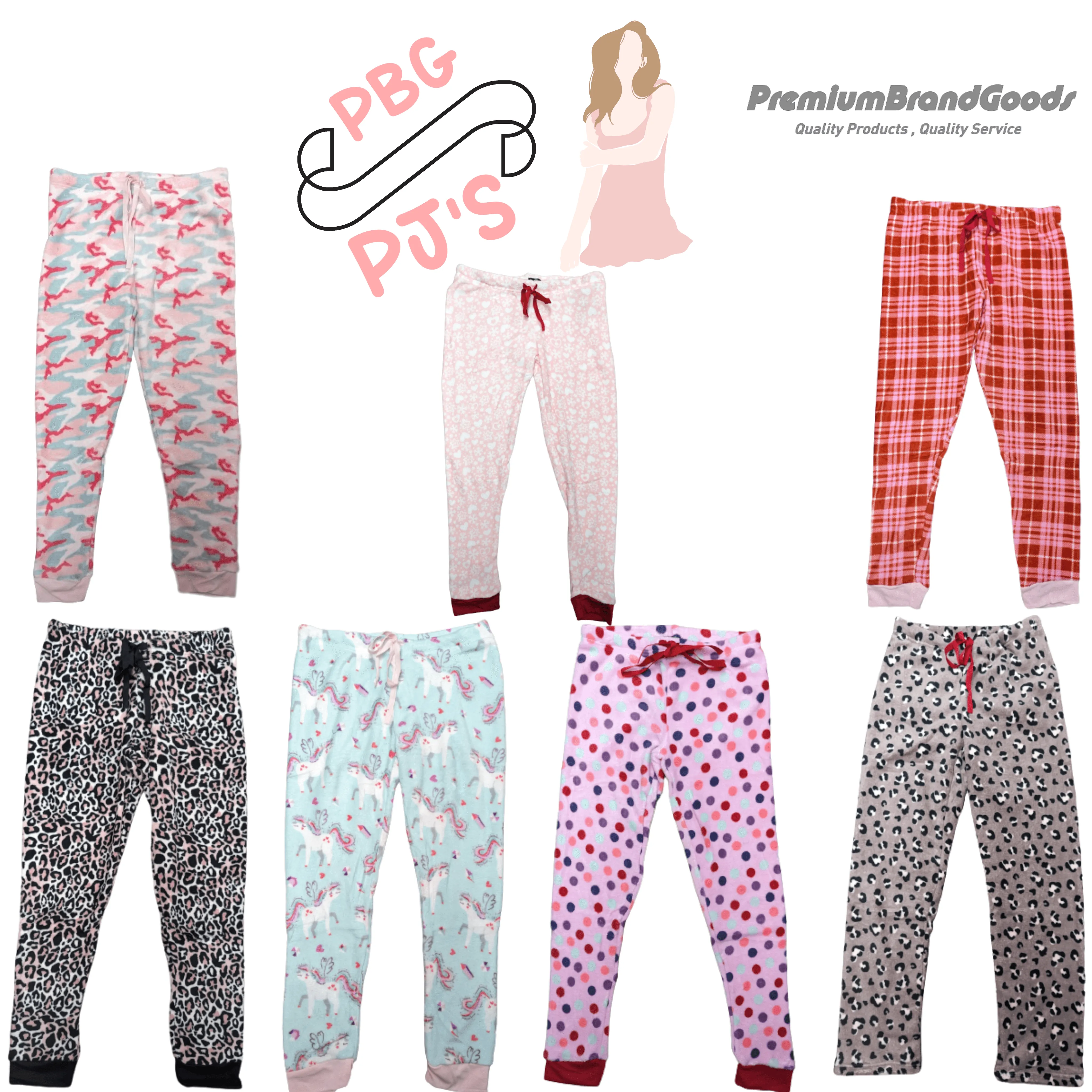 PBG Women's 3 Pack Soft Plush Pajama Pants Cozy S-XL