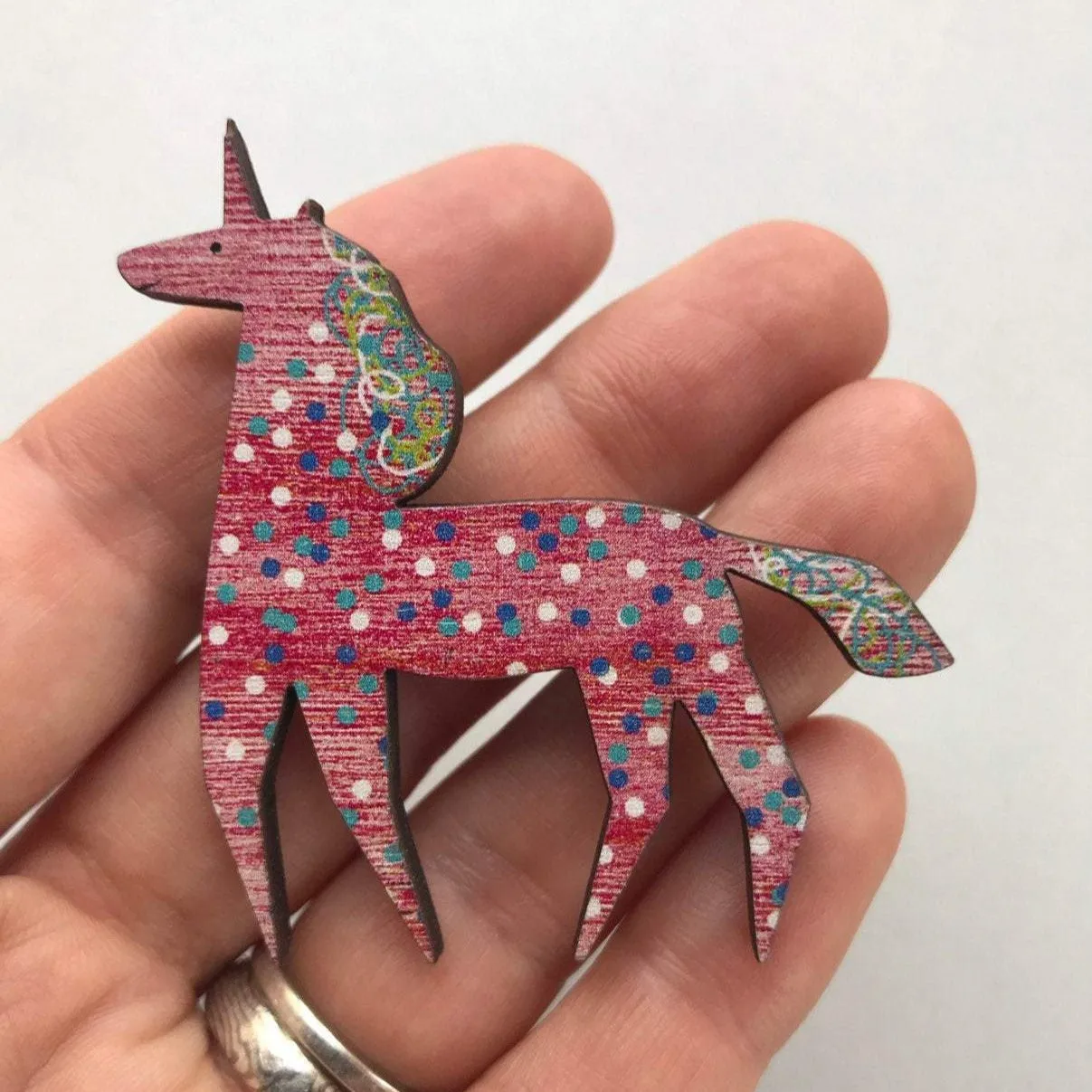 Pink Dotted Unicorn Brooch