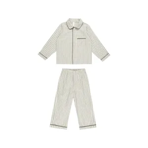 Rylee   Cru Long Sleeve Pajamas- Forest Pinstripe