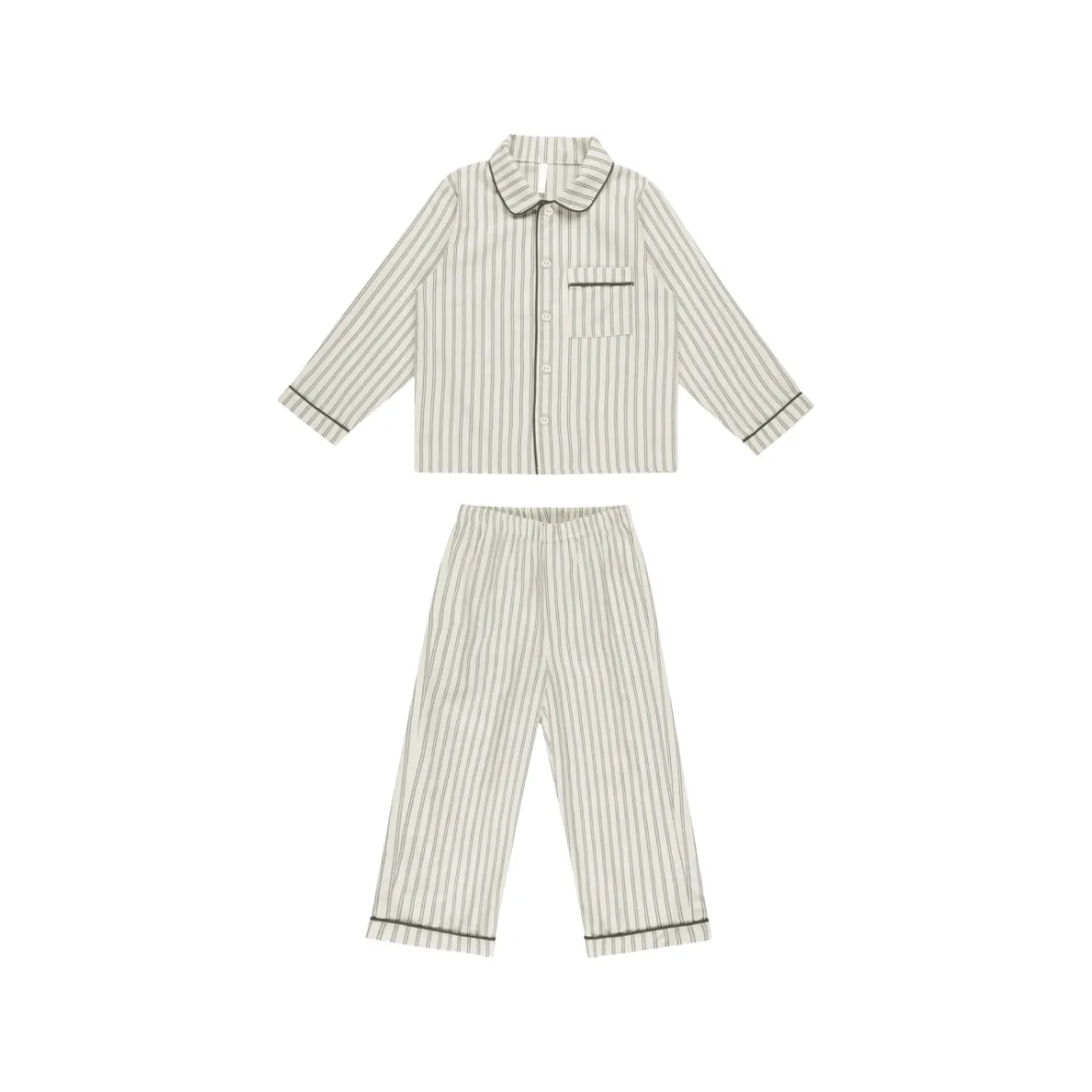 Rylee   Cru Long Sleeve Pajamas- Forest Pinstripe