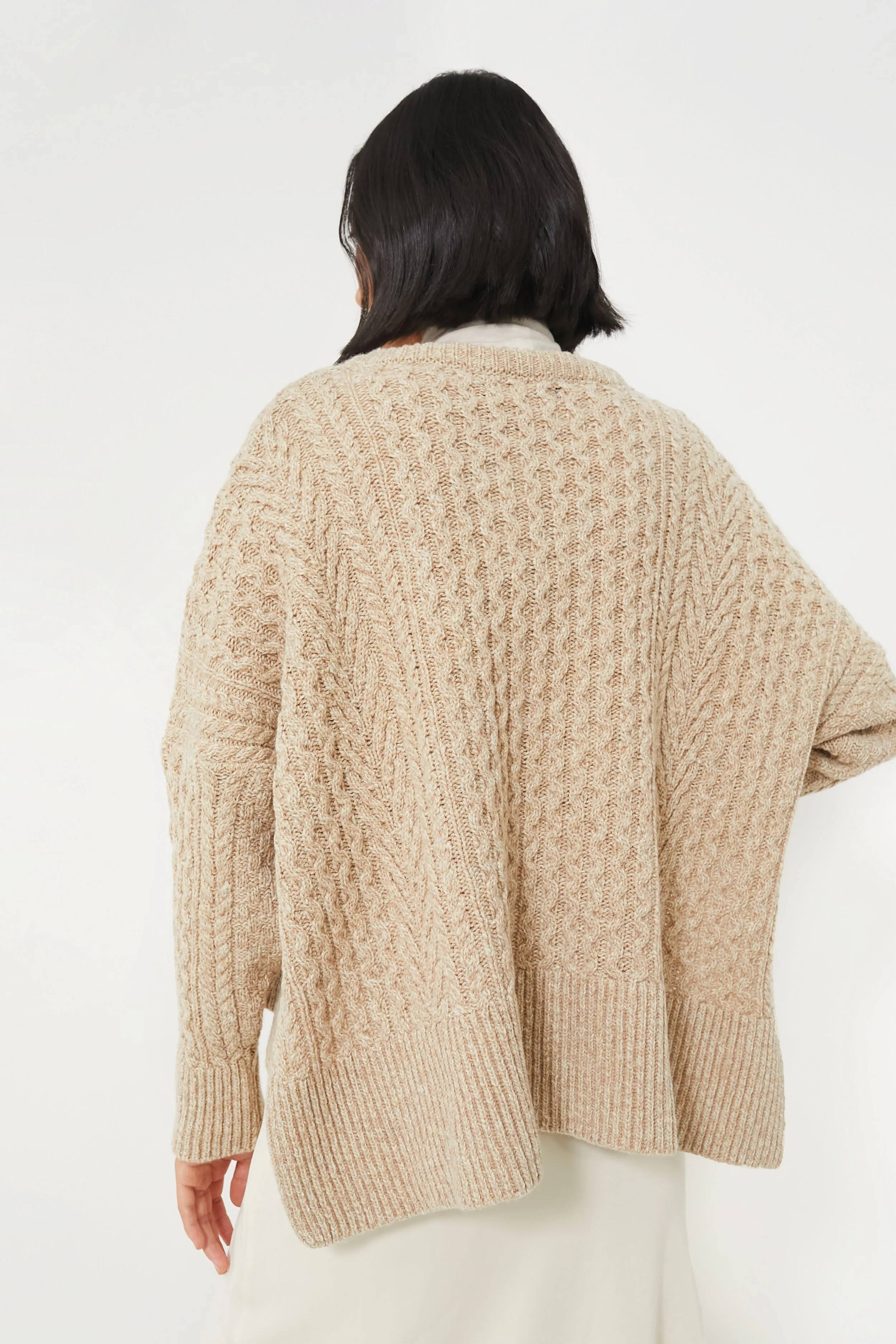 Seashell Sorrell Cropped Aran Sweater