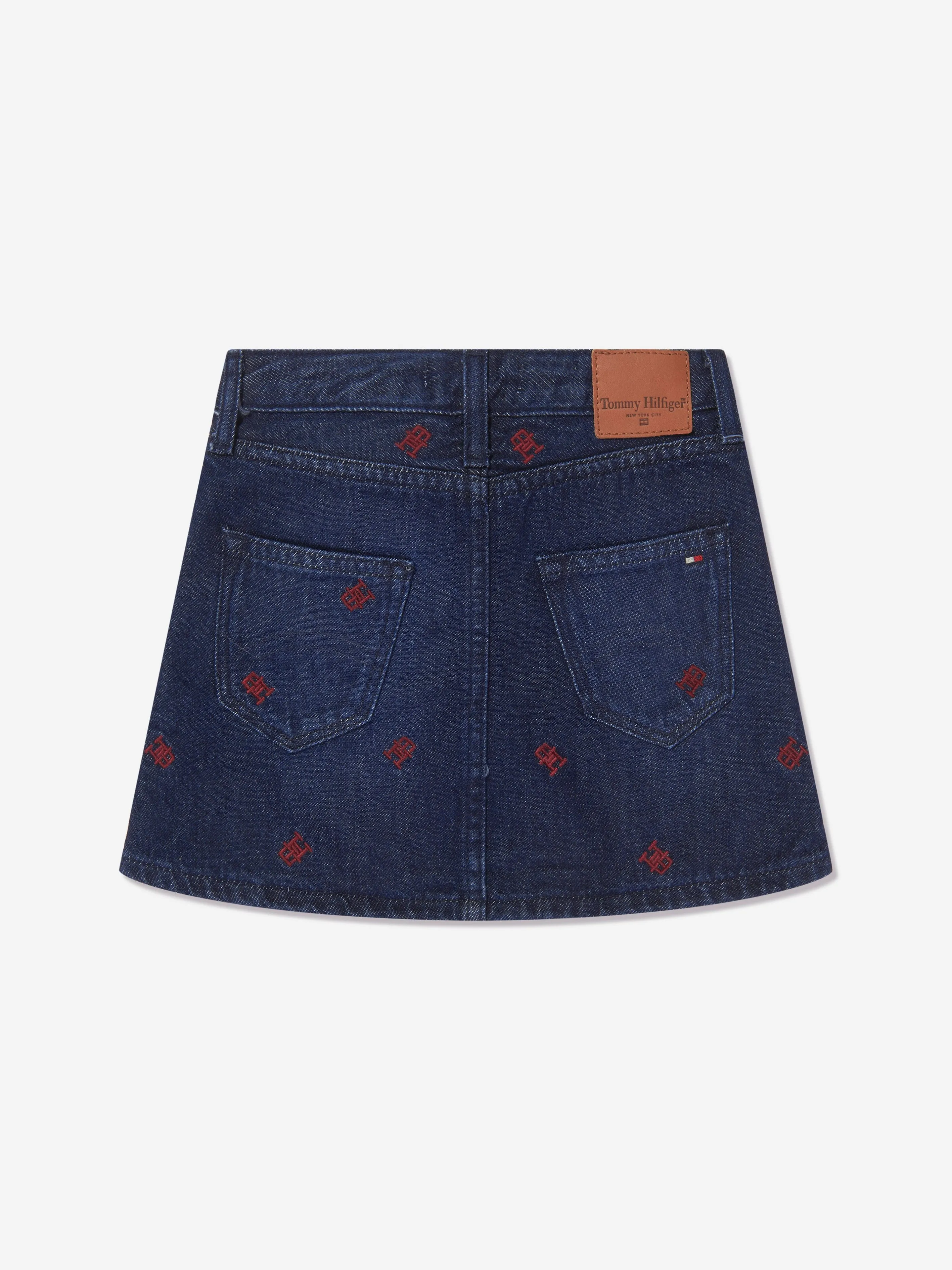 Tommy Hilfiger Girls Embroidered Hearts Denim Skirt