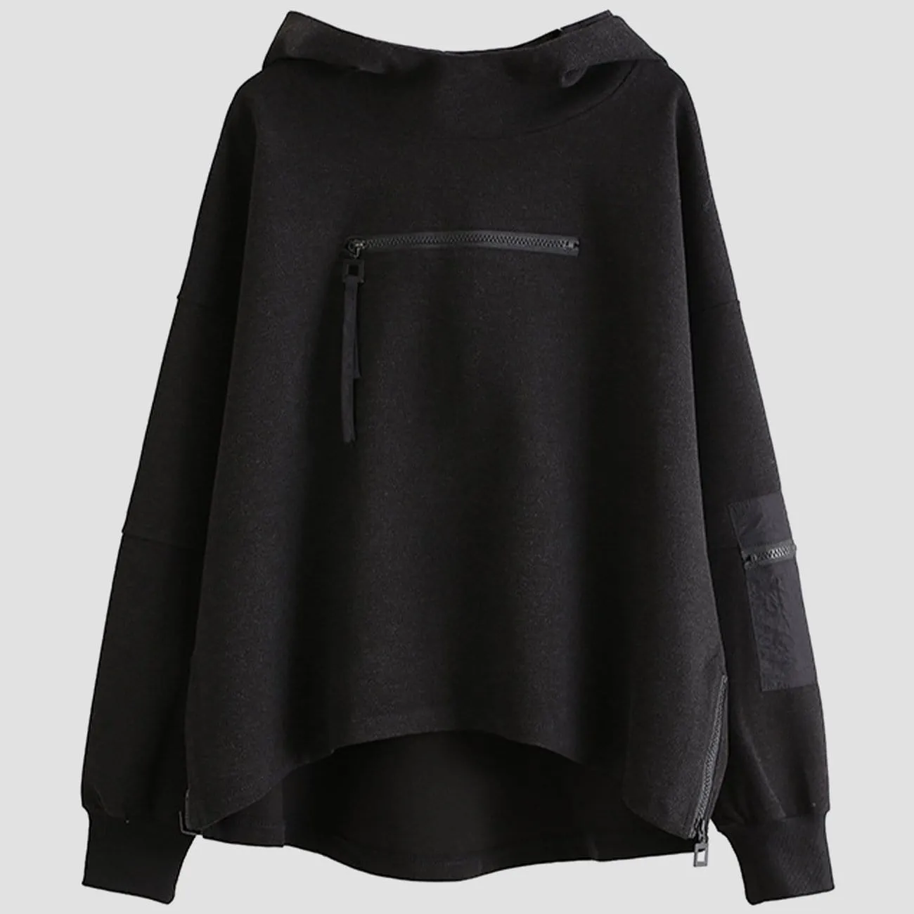 WLS Dark Patchwork Zipper Hoodie