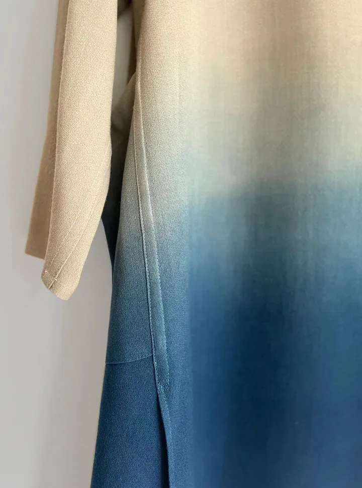 Wool Waterfall Jacket in Ecru/Deep Taupe and Indigo Ombre/Sand